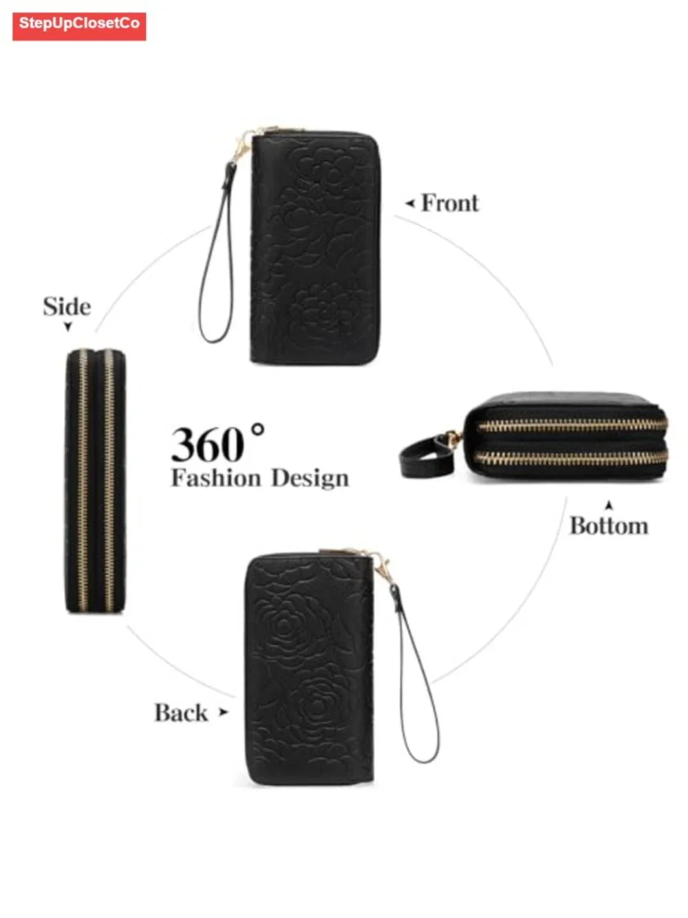 Women's Wristlet Wallet 2 Zip Around RFID Blocking Clutch Purse